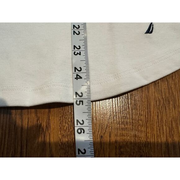 Nautica Jeans Women's Cotton Crochet-Trim Short Sleeve Tee White Size Large NWT - Picture 7 of 7